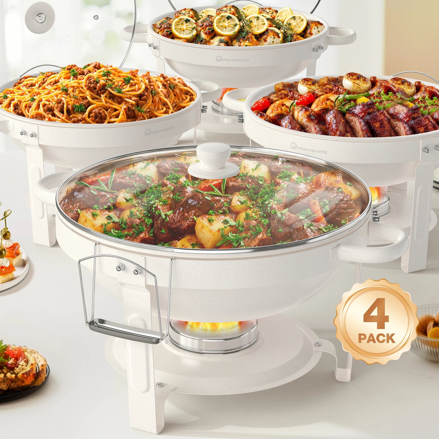 Warmounts Chafing Dishes Buffet Set With Glass Lid
