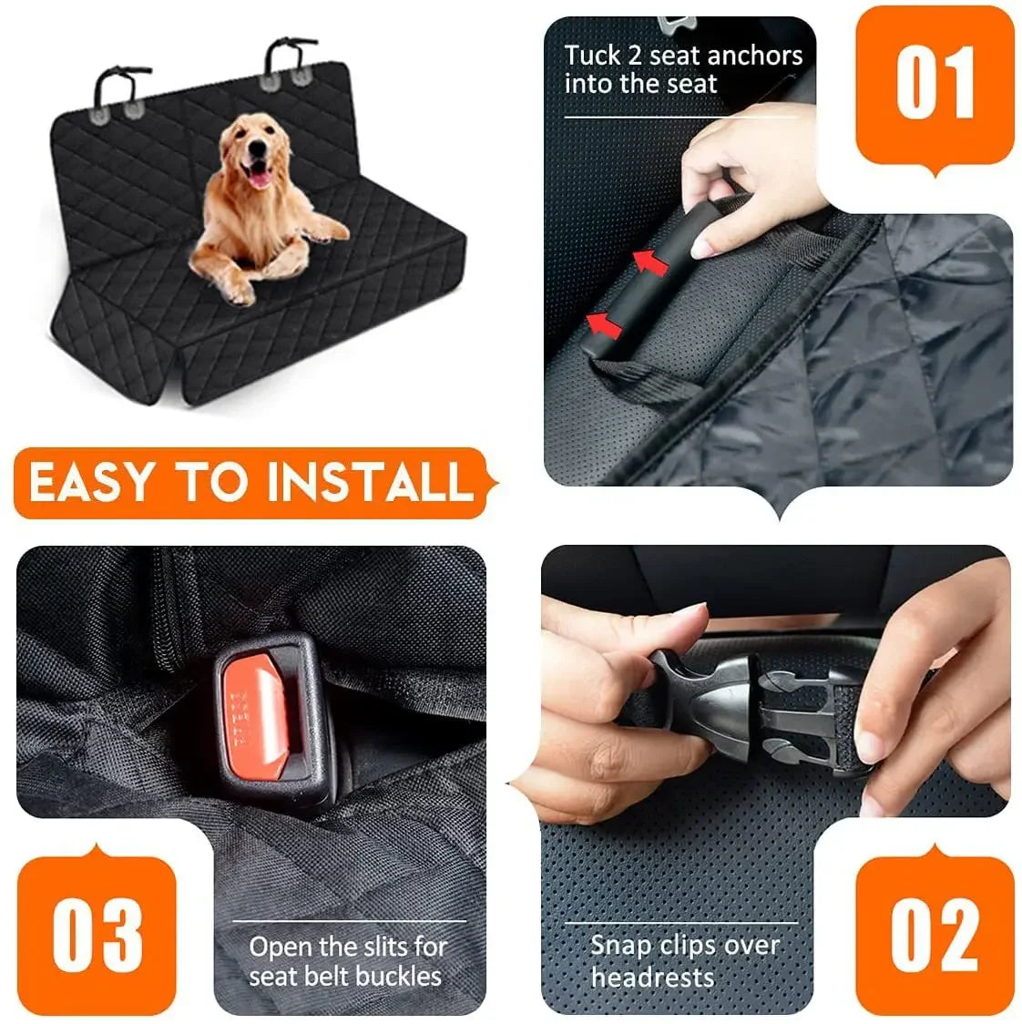 Dog Car Rear Seat Cover Hammock With Waterproof Dirtproof Fabric