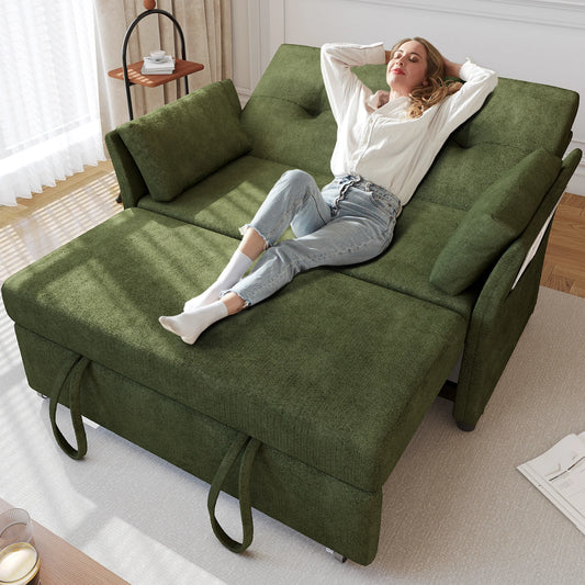 3-In-1 Convertible Sofa Bed With Adjustable Backrest For Living Room