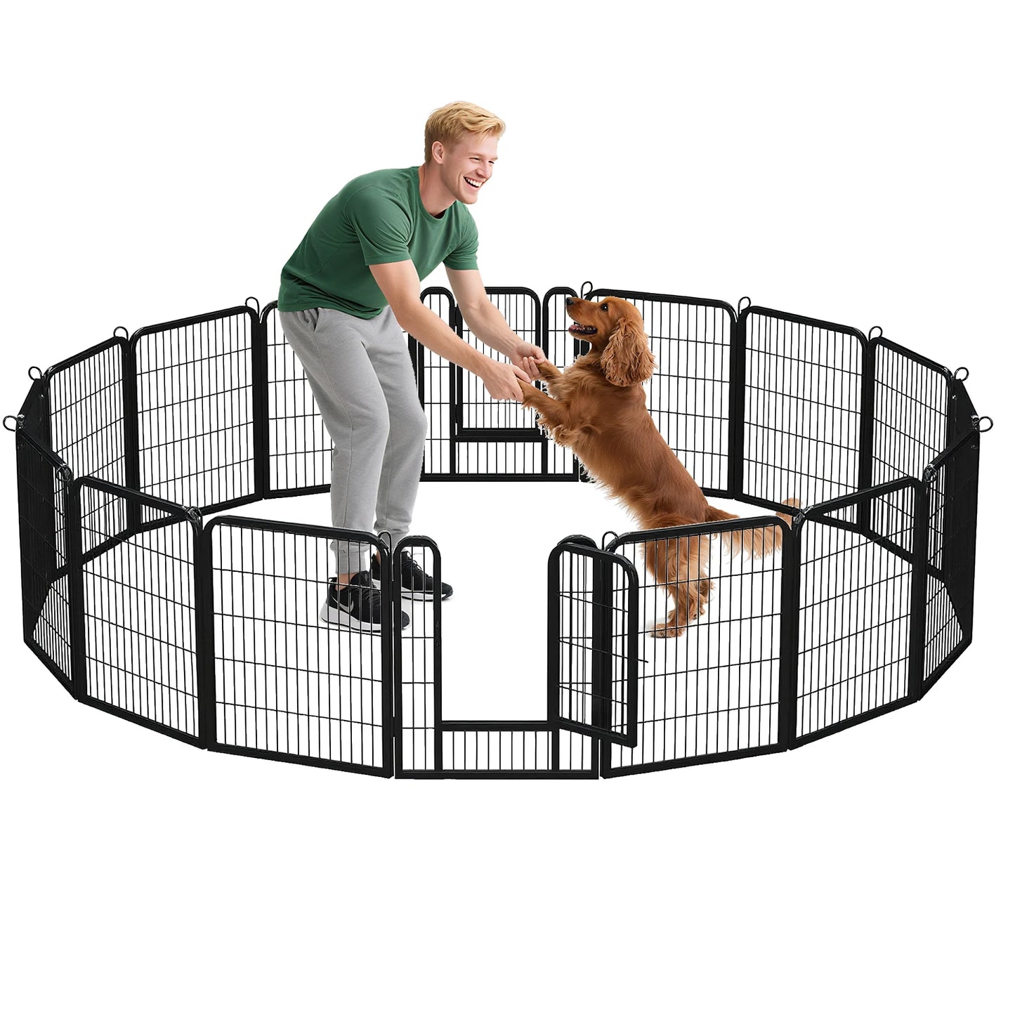 PEQULTI Heavy Duty Metal Puppy Playpen for Indoor Outdoor Use