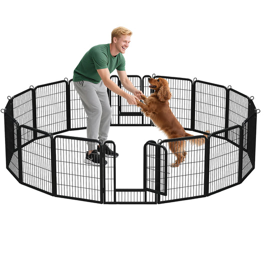 PEQULTI Heavy Duty Metal Puppy Playpen for Indoor Outdoor Use