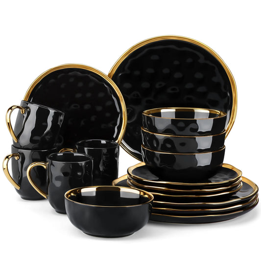 MALACASA Porcelain Dinnerware Set Plates Cups Bowls Tableware