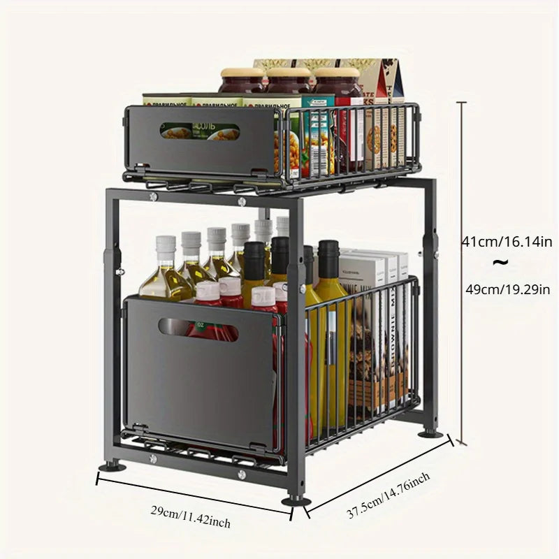 AEHOME 2 Tier Slide Out Cabinet Organizer Heavy Duty