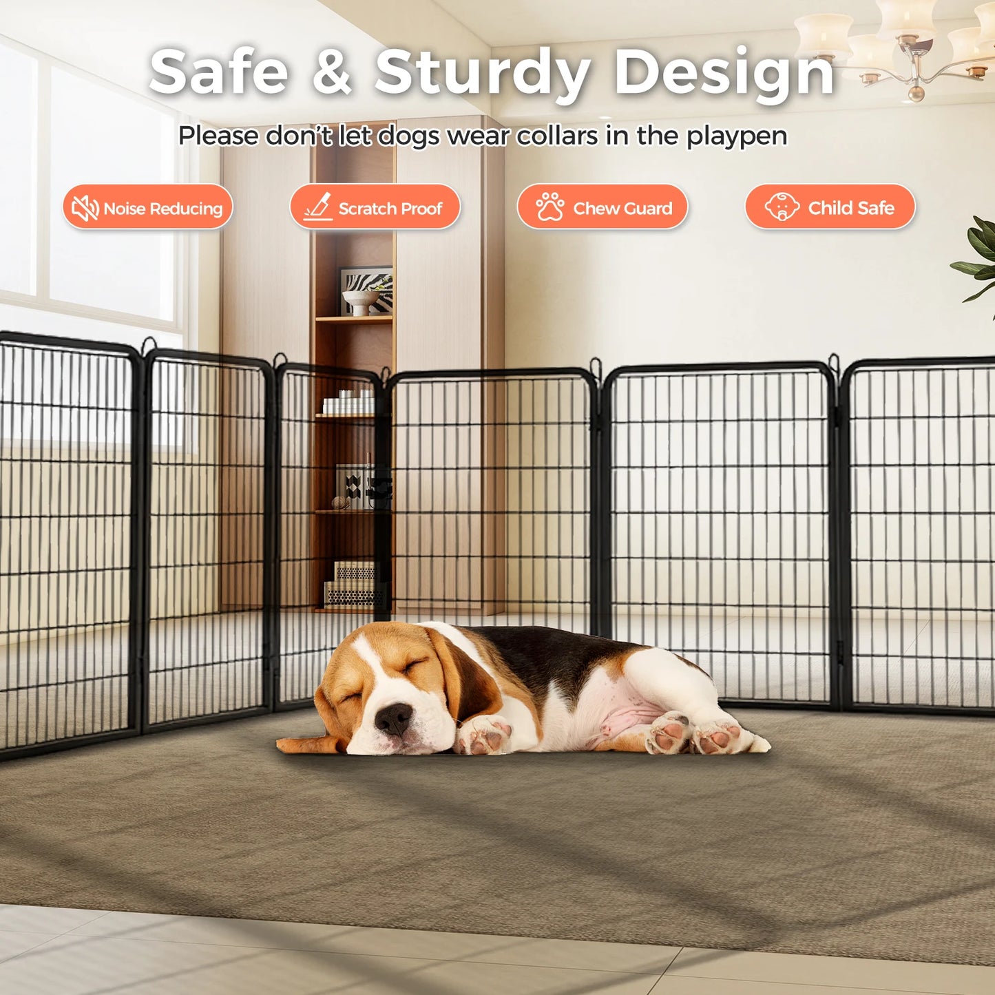 PEQULTI Heavy Duty Metal Puppy Playpen for Indoor Outdoor Use