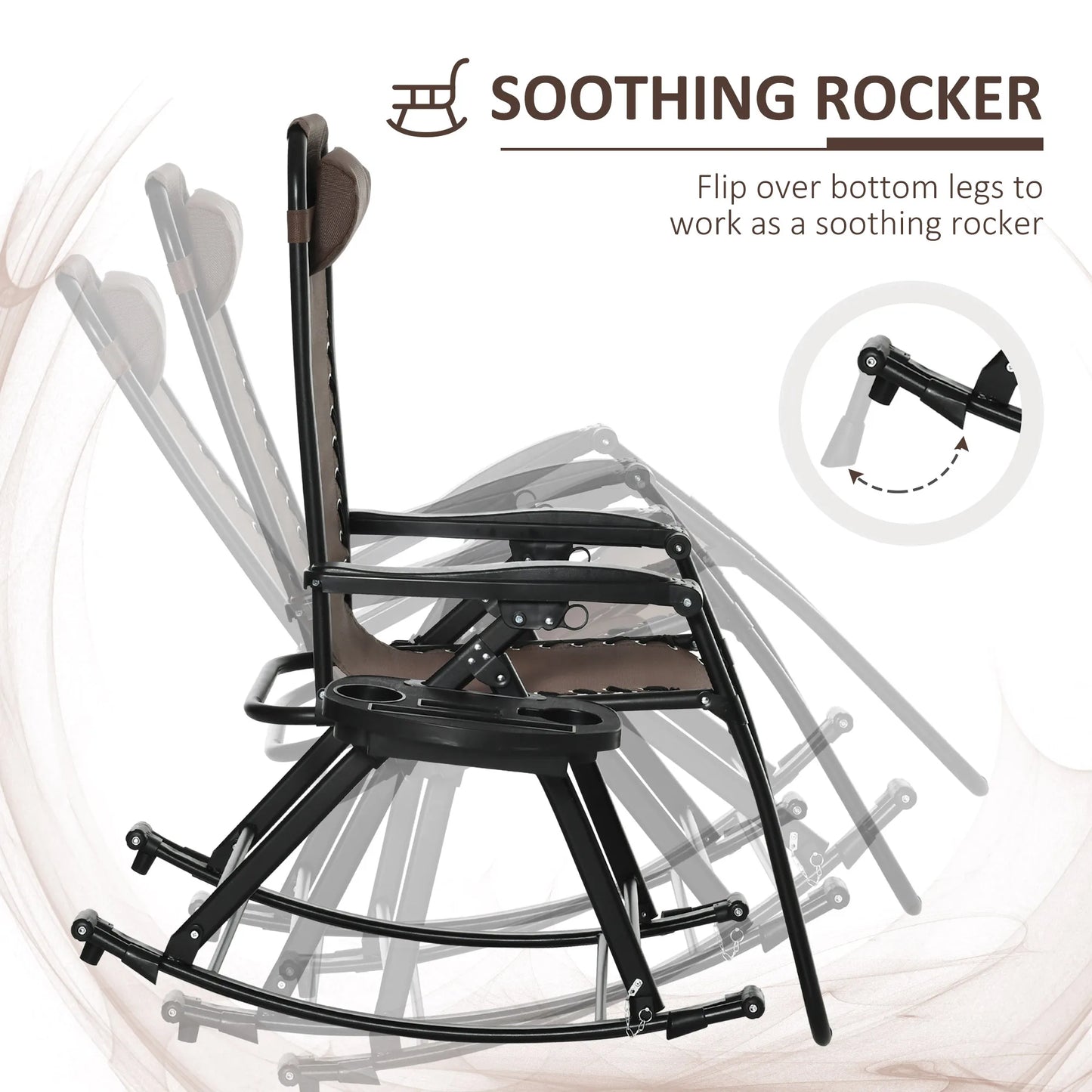 Outsunny Zero Gravity Reclining Rocking Chair Folding Lounge With Pillow
