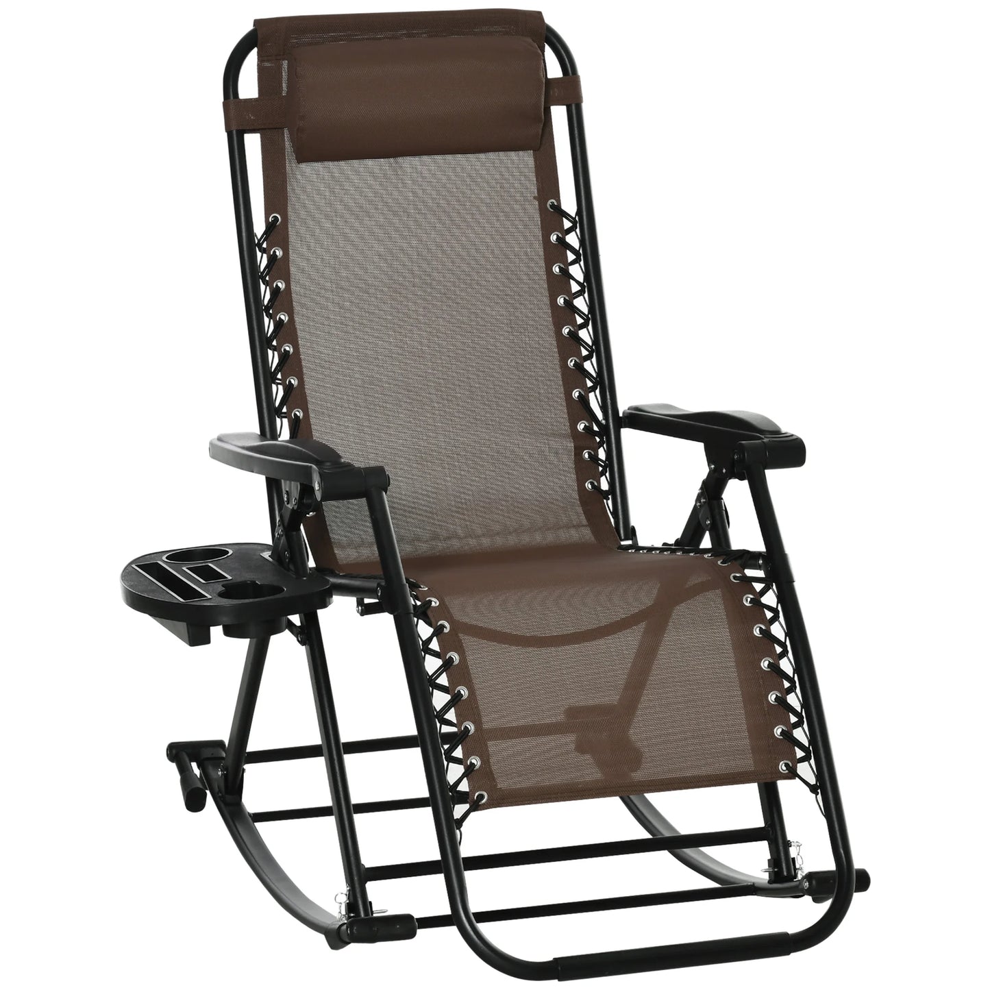 Outsunny Zero Gravity Reclining Rocking Chair Folding Lounge With Pillow
