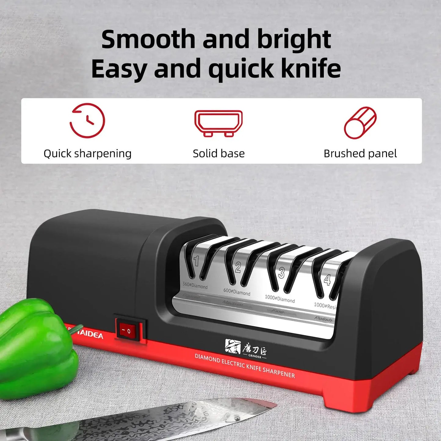 GRINDER 4 Stage Diamond Electric Knife Sharpener 2800 RPM 18W