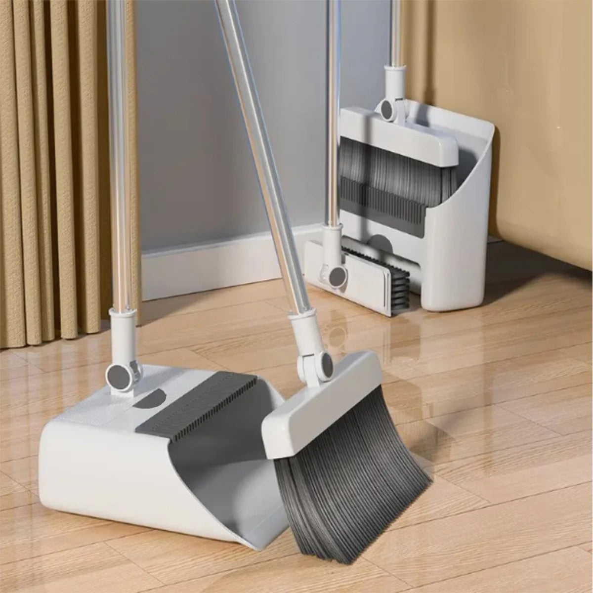 3 In 1 Broom And Dustpan Set With ExtraLong Handle