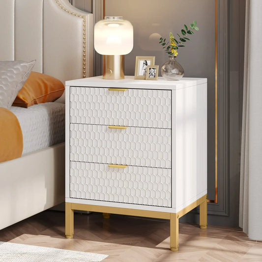 Tribesigns Modern Nightstand With Three Drawers Bedside Table