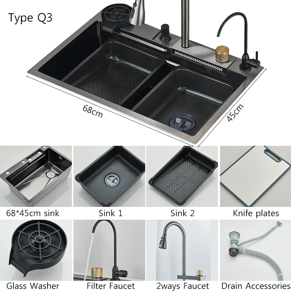 MYQualife Stainless Steel Undermount Kitchen Sink Set With Faucet
