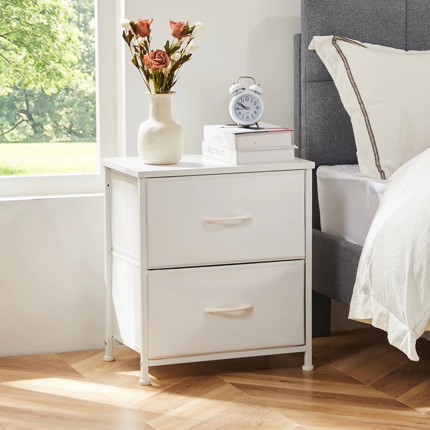 JHK Nightstand Bedside Table With Storage And Drawers