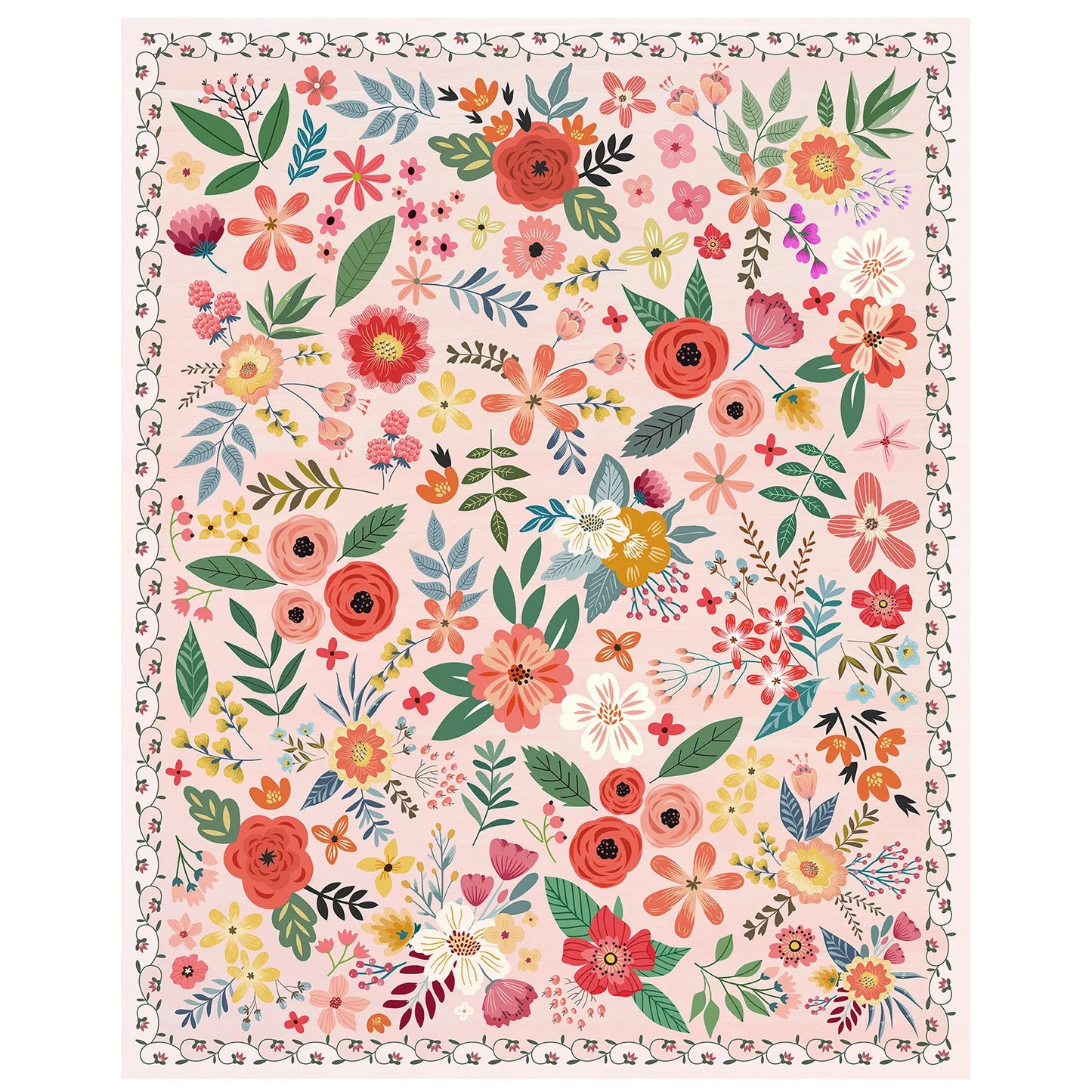 Super Boho Floral Rug Washable Non Slip Low Pile Carpet