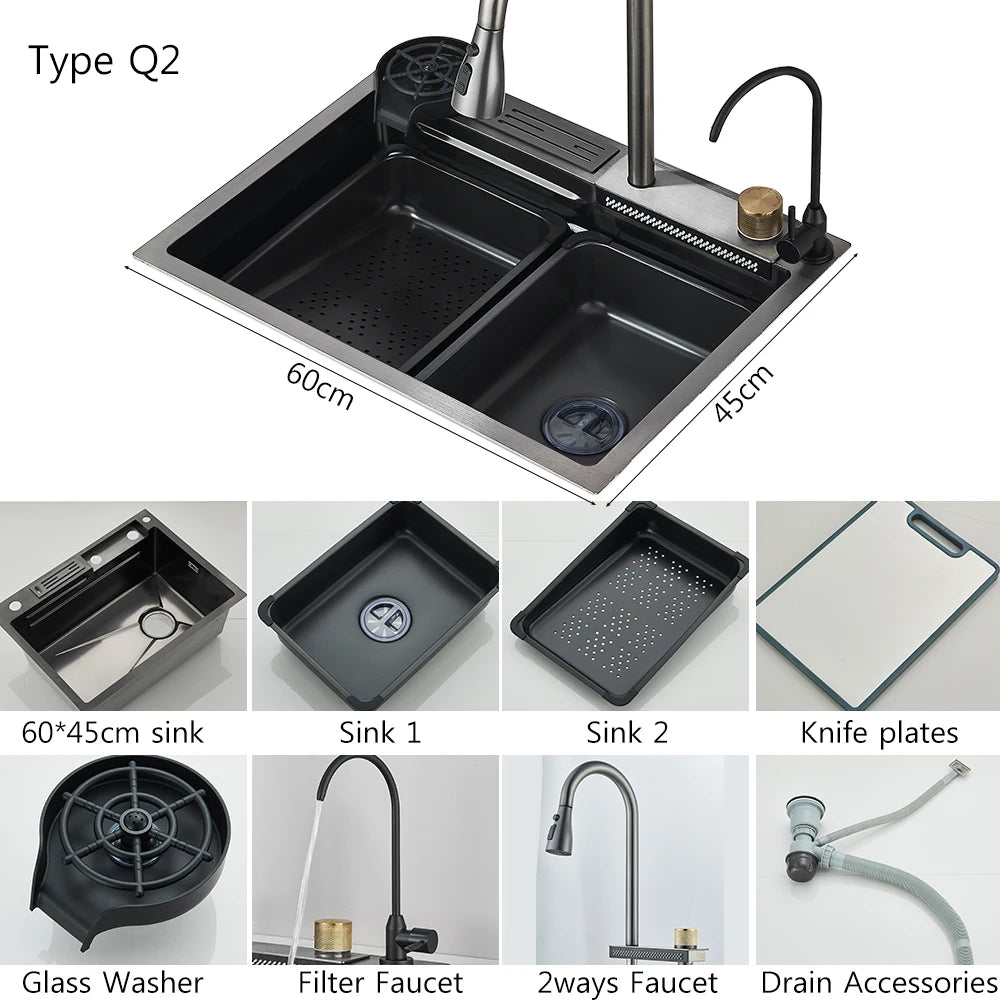 MYQualife Stainless Steel Undermount Kitchen Sink Set With Faucet