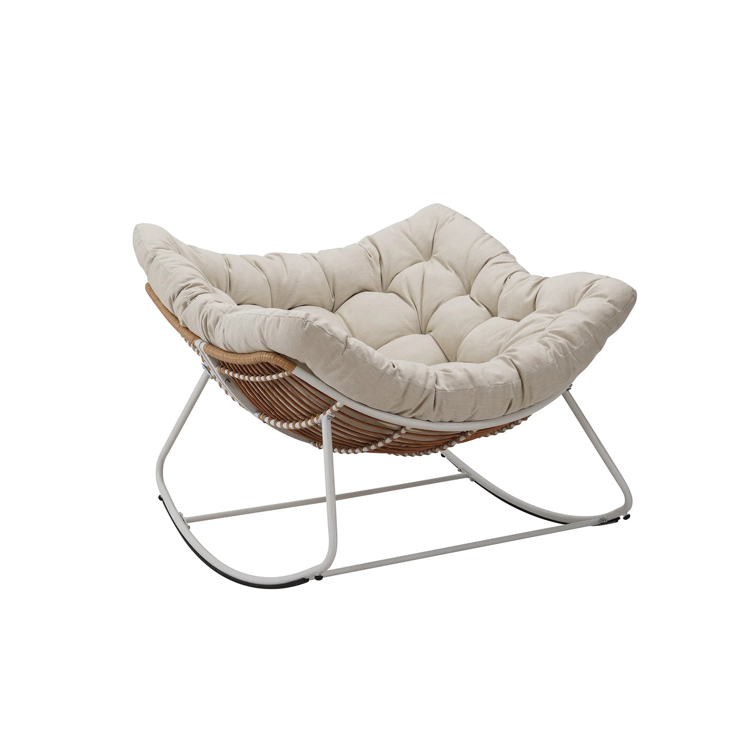Outdoor Wicker Egg Chair Papasan With Cushioned Seat For Porch