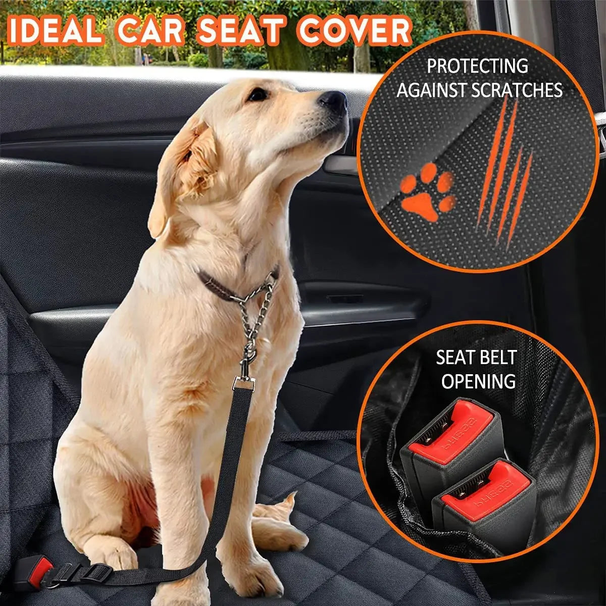 Dog Car Rear Seat Cover Hammock With Waterproof Dirtproof Fabric