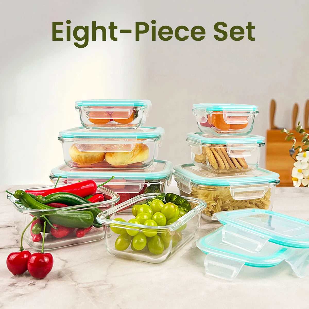 Glass Food Storage Containers, Leakproof Airtight, Microwave And Oven Safe