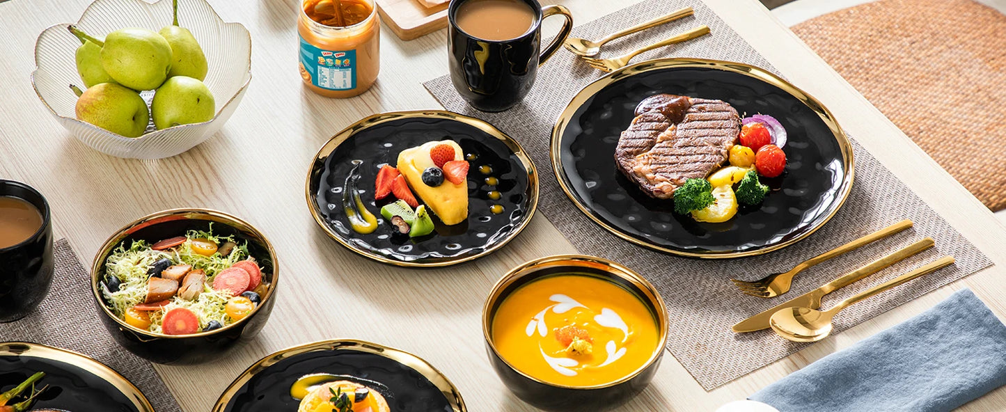 MALACASA Porcelain Dinnerware Set Plates Cups Bowls Tableware