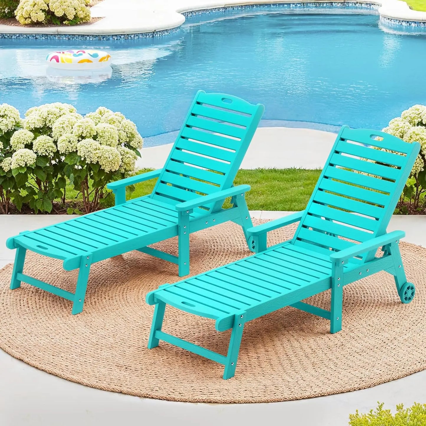 HUANZHUANG Outdoor Chaise Lounge Set of 2 Adjustable Lounges