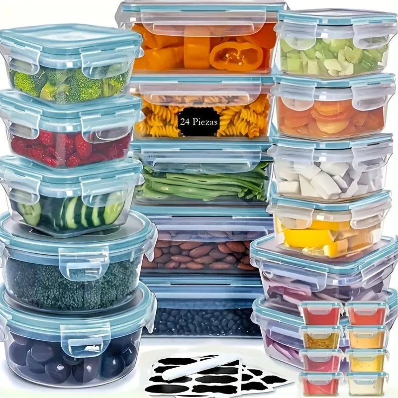 BPA Free Food Storage Containers Set With Lids And Labels