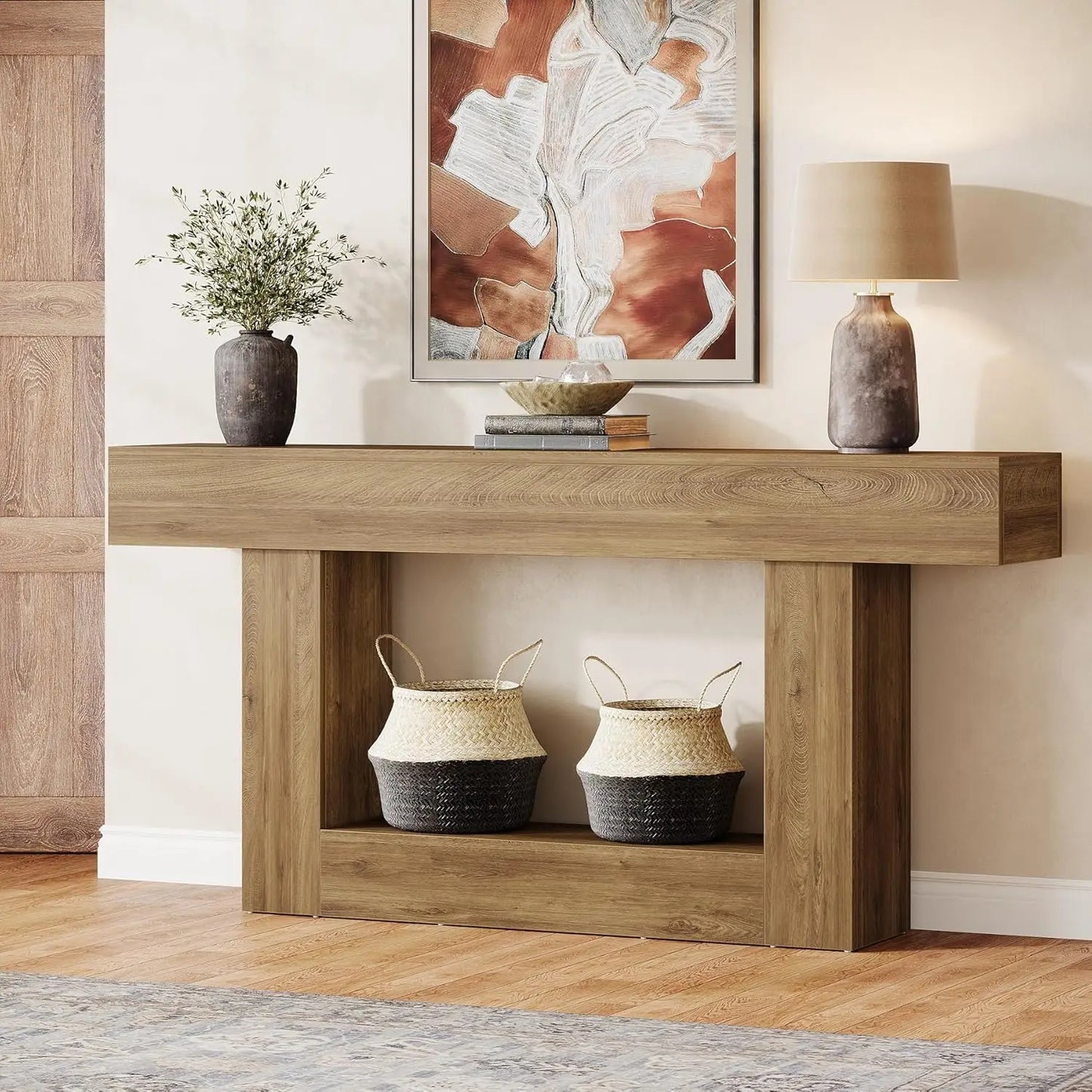 Tribesigns Farmhouse Console Table Two-Tier Entryway Table With U-Shaped Base