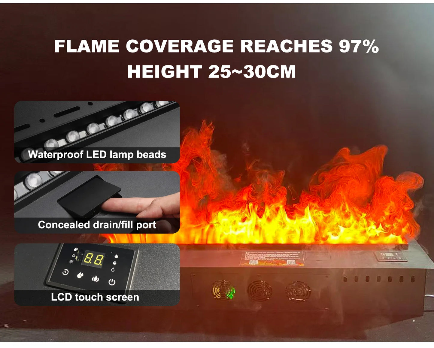 Local Stock USA Water Vapor Fireplace Simulated 3D Flame Humidifier