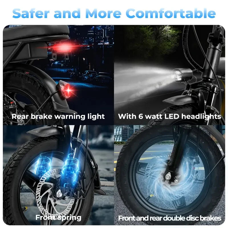 LELEKUAI Folding Electric Bicycle T5-D 500W 24MPH 48V 10Ah Battery