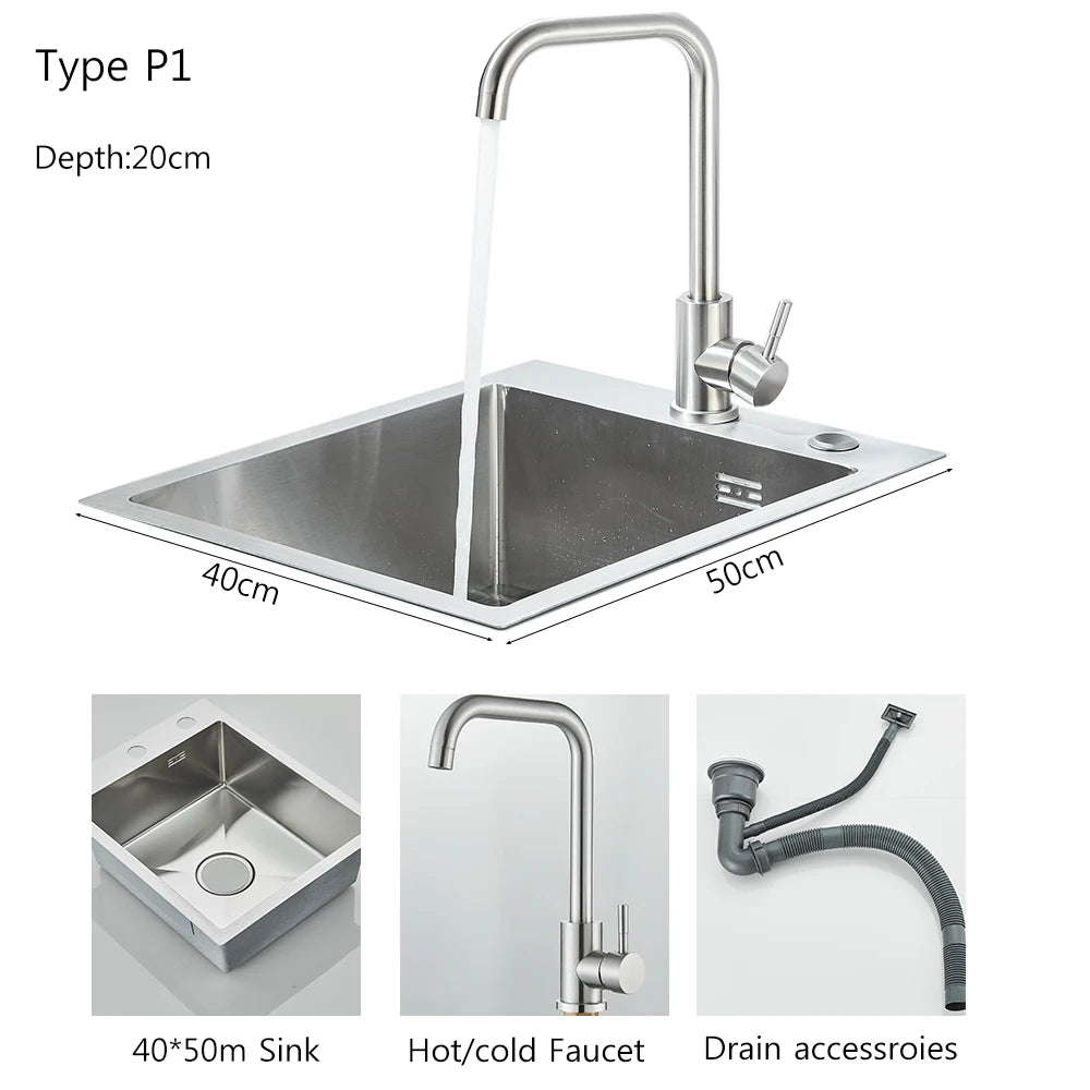 MYQualife Stainless Steel Undermount Kitchen Sink Set With Faucet