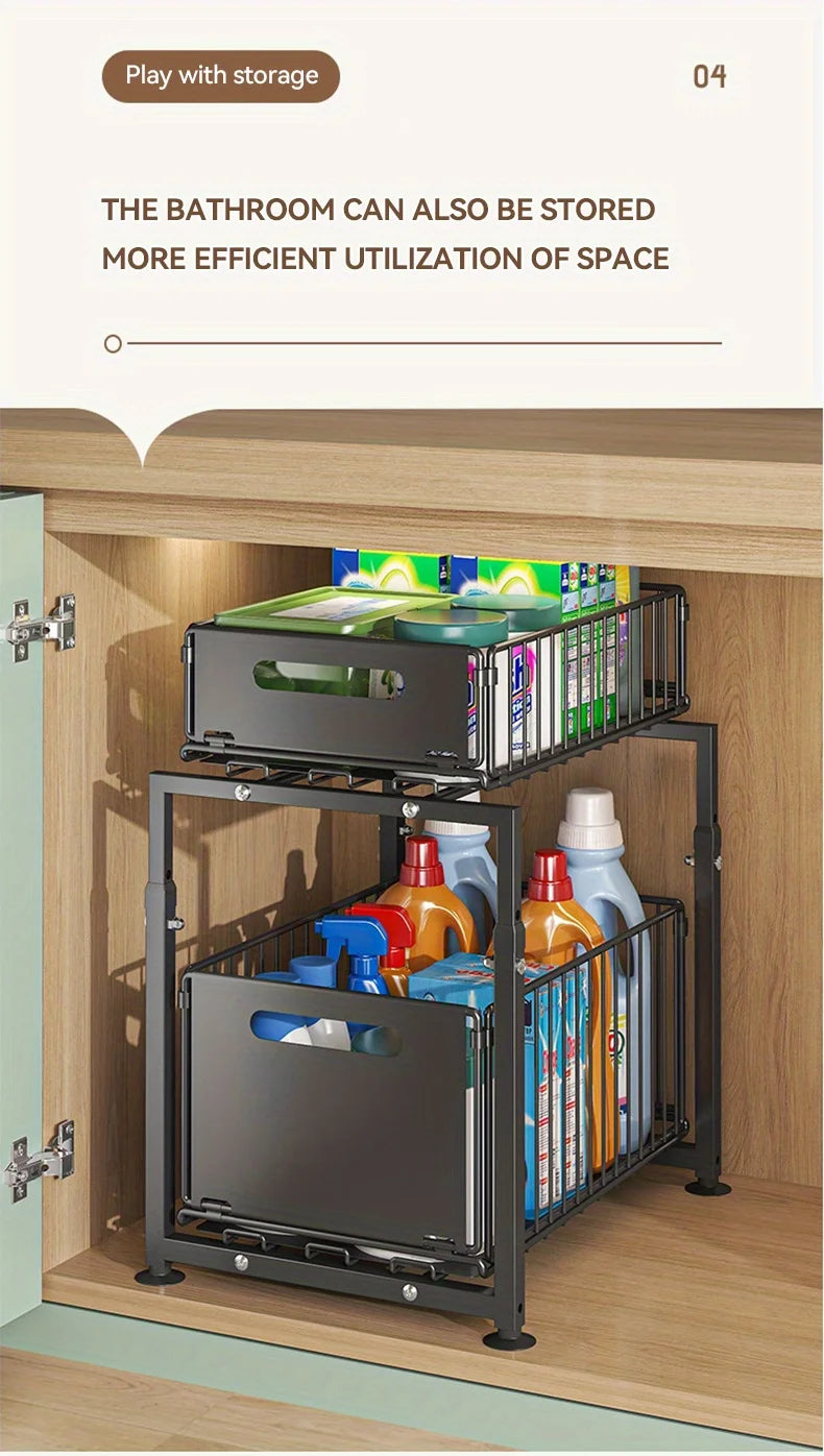 AEHOME 2 Tier Slide Out Cabinet Organizer Heavy Duty