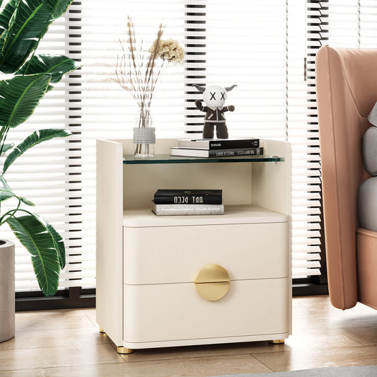 Tribesigns 2 Drawer Modern Nightstands With Open Storage Space