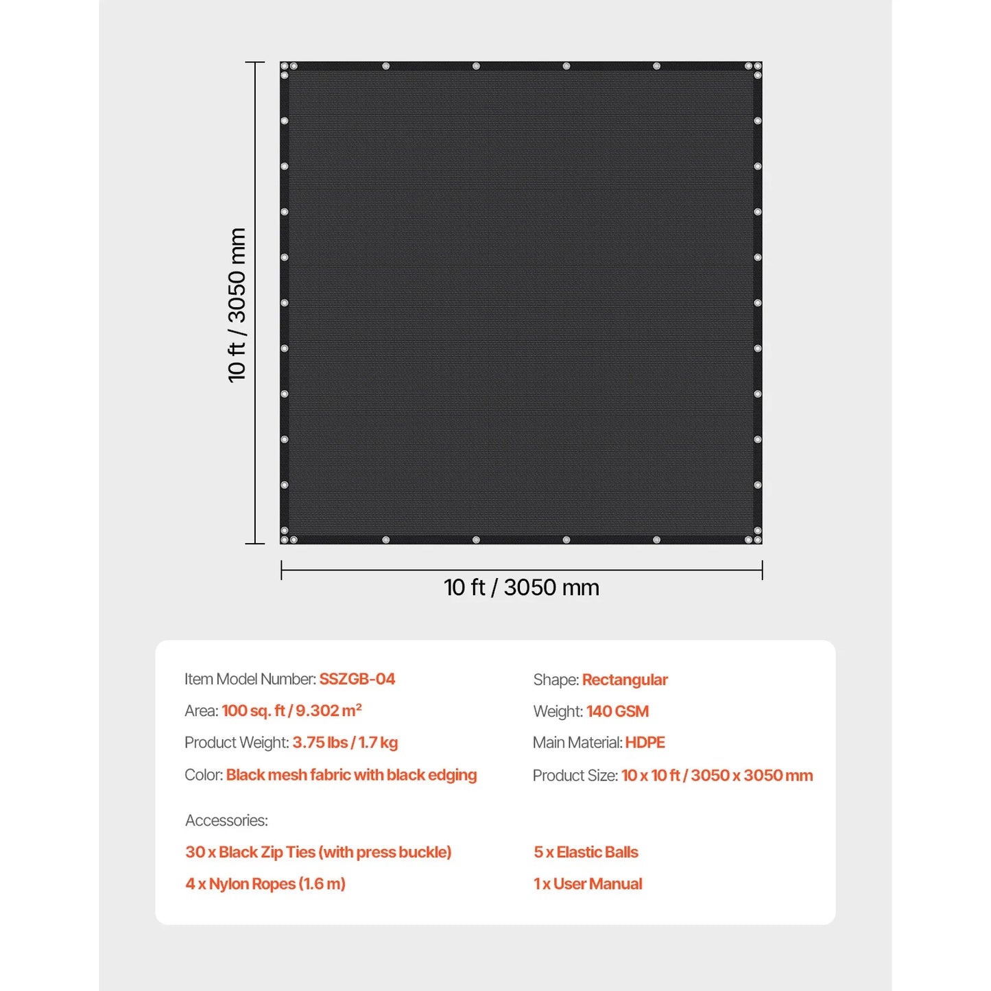 90 Percent Sun Shade Cloth For Outdoor Patio Garden HDPE