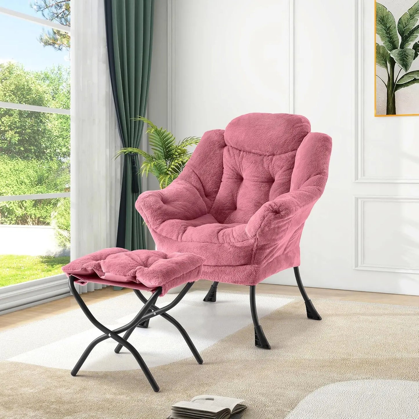 Lazy Chair With Ottoman Lounge Armchair For Living Room And Bedroom