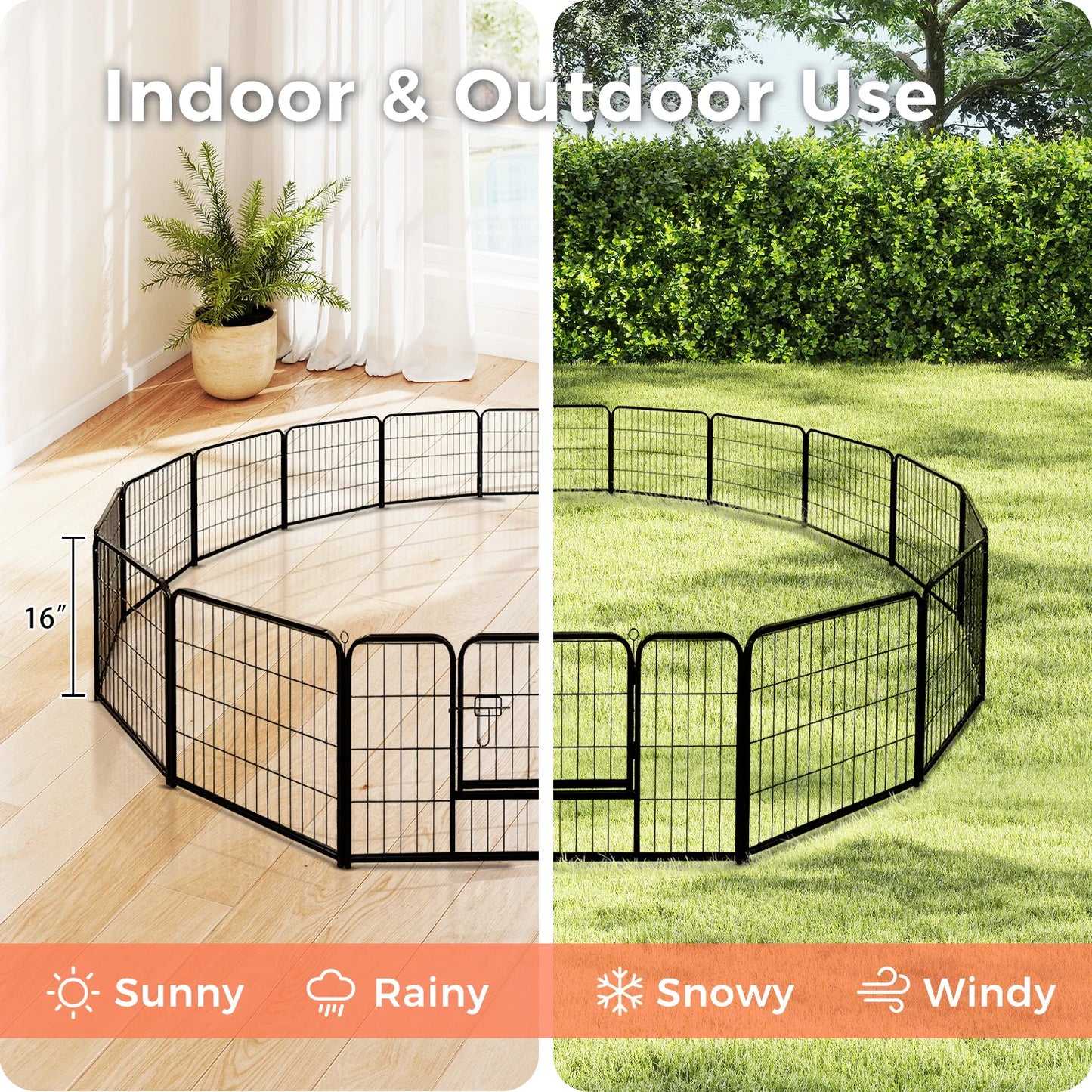 PEQULTI Heavy Duty Metal Puppy Playpen for Indoor Outdoor Use