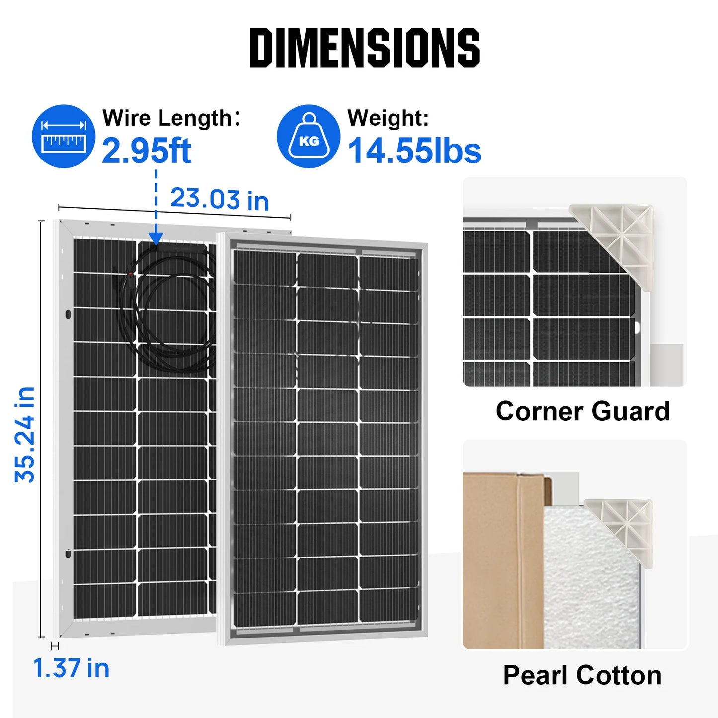 ECO-WORTHY Bifacial 100W 12V Solar Panel For RVs SunSheds