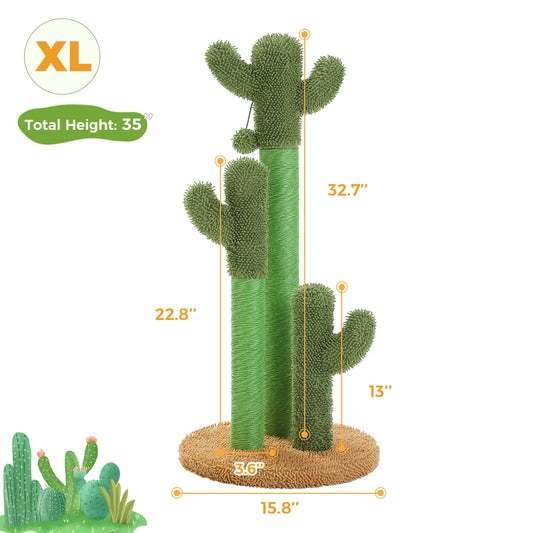 PEQULTICN Cactus Cat Tree With Large Condo Hammock And Dangling Ball Toy