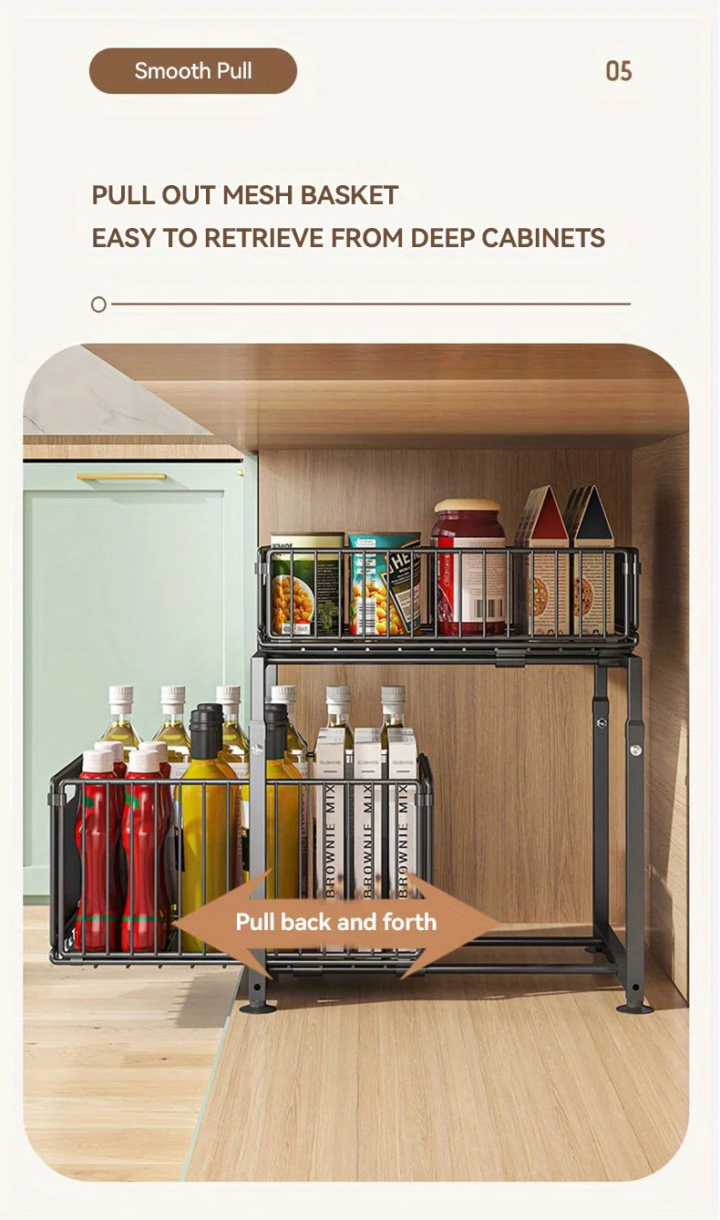 AEHOME 2 Tier Slide Out Cabinet Organizer Heavy Duty