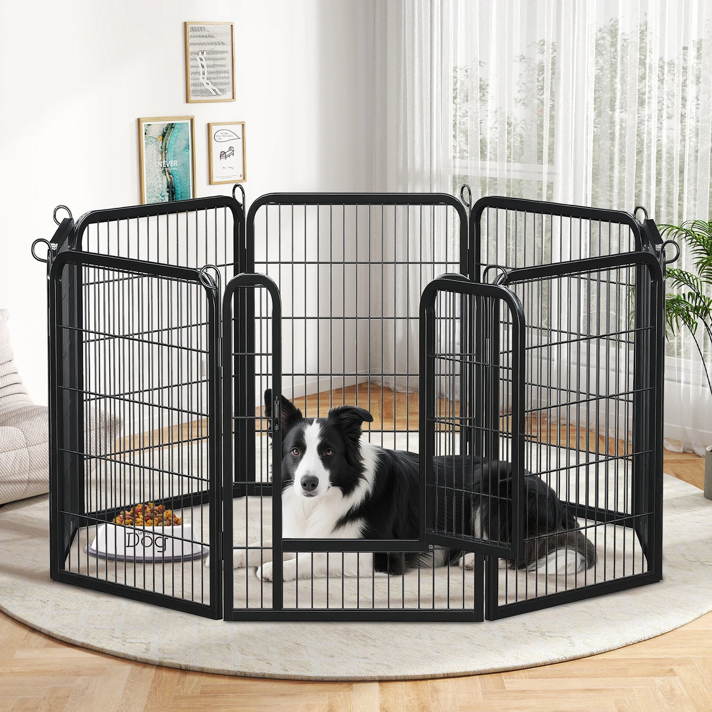 PEQULTI Heavy Duty Metal Puppy Playpen for Indoor Outdoor Use
