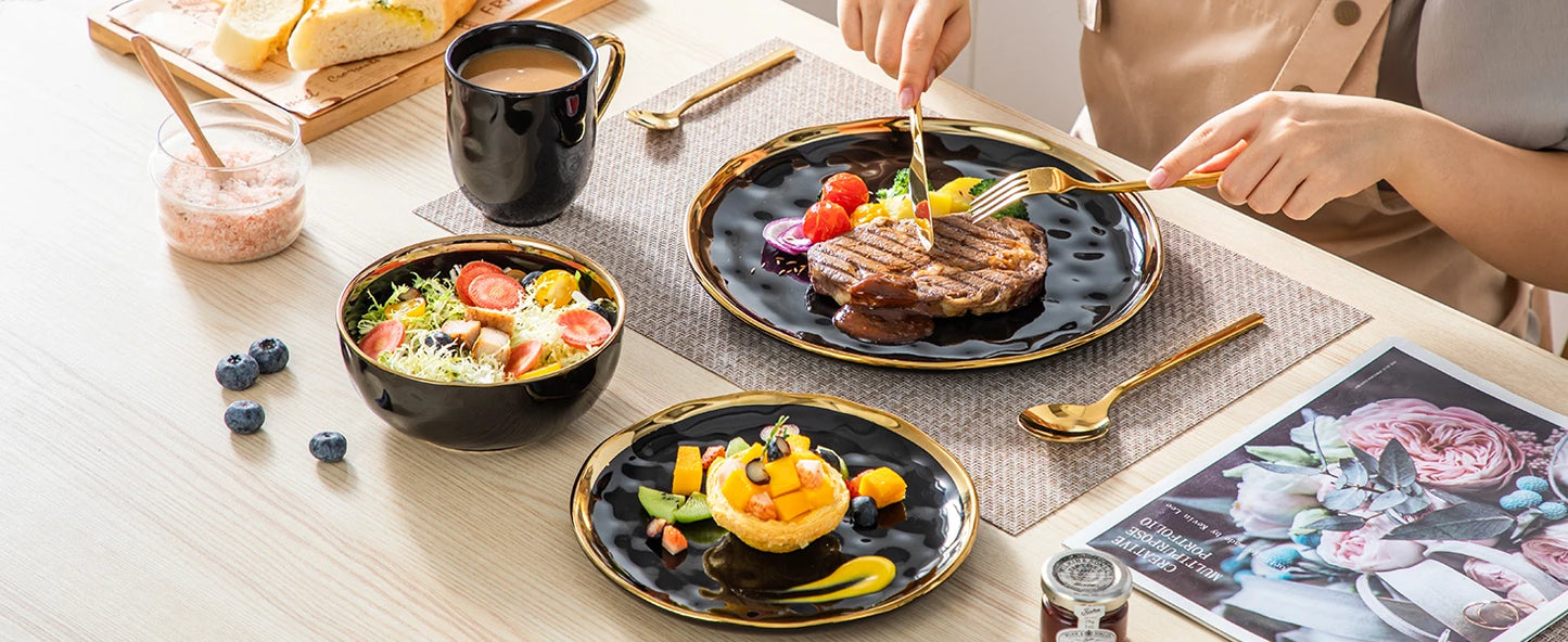 MALACASA Porcelain Dinnerware Set Plates Cups Bowls Tableware