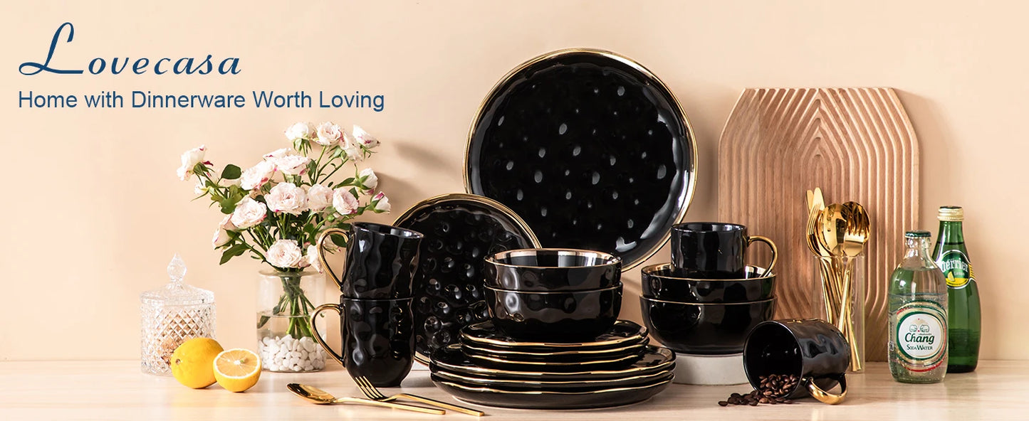 MALACASA Porcelain Dinnerware Set Plates Cups Bowls Tableware