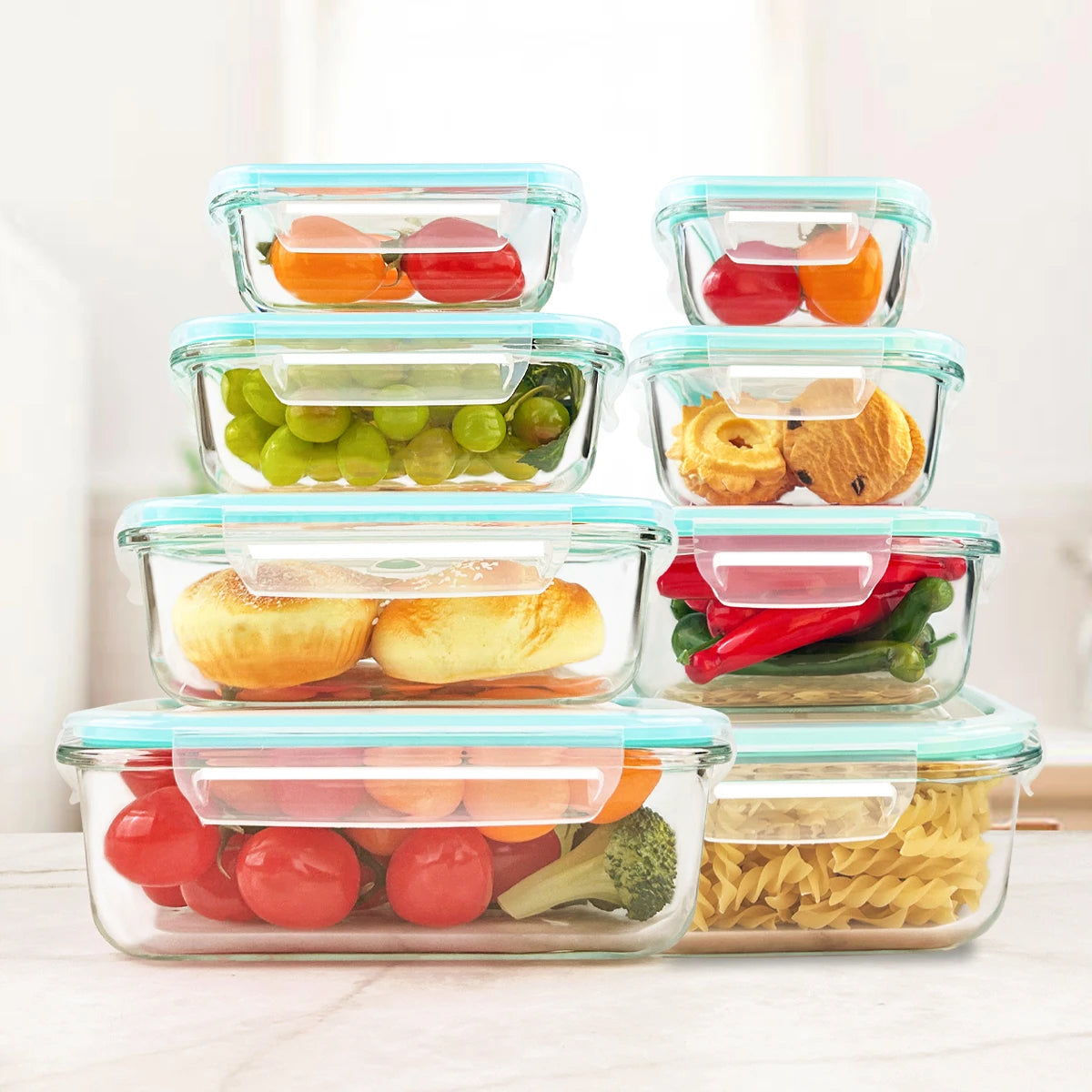 Glass Food Storage Containers, Leakproof Airtight, Microwave And Oven Safe