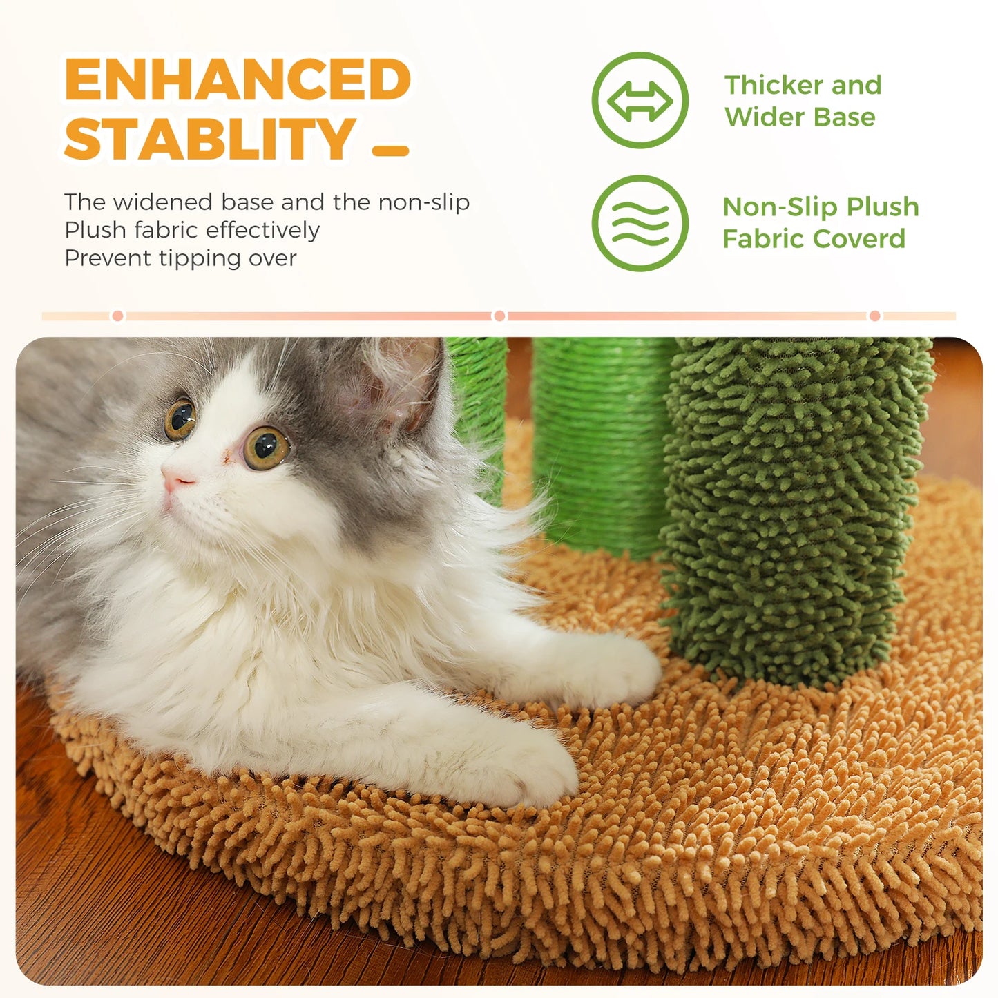 PEQULTICN Cactus Cat Tree With Large Condo Hammock And Dangling Ball Toy