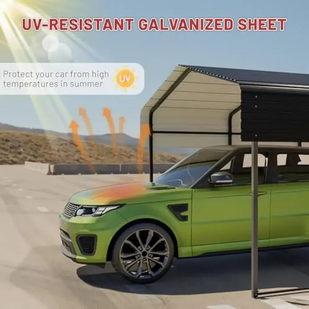 Heavy Duty Metal Carport Canopy Shelter Waterproof Windproof Sun Shield
