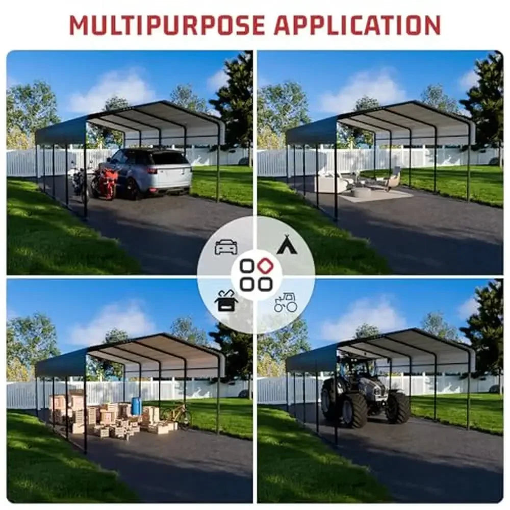 Heavy Duty Metal Carport Canopy Shelter Waterproof Windproof Sun Shield