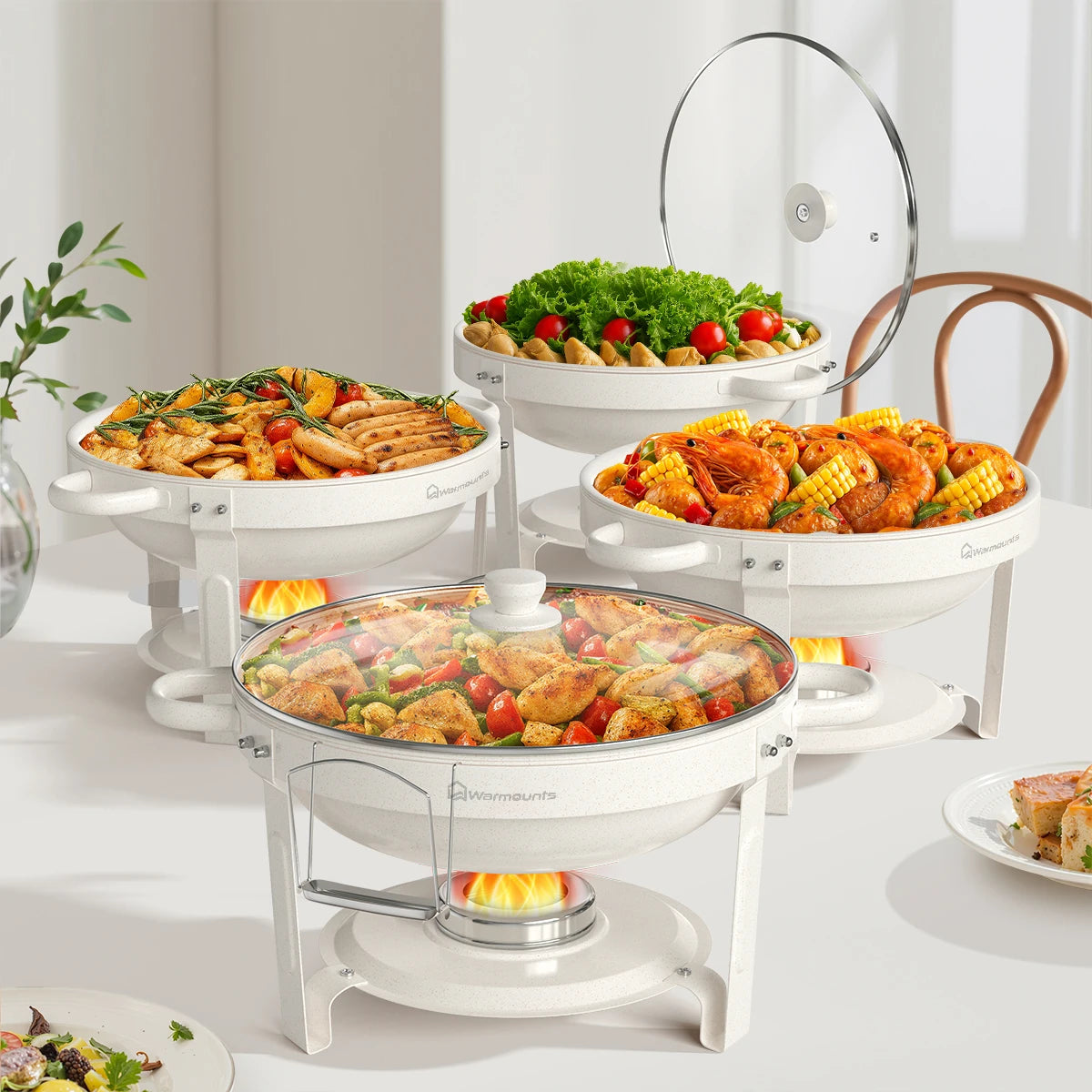 Warmounts Chafing Dishes Buffet Set With Glass Lid