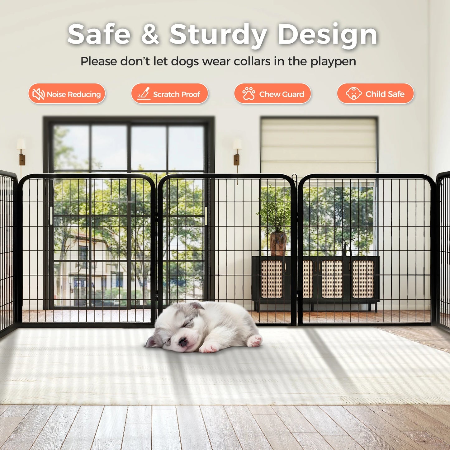 PEQULTI Heavy Duty Metal Puppy Playpen for Indoor Outdoor Use