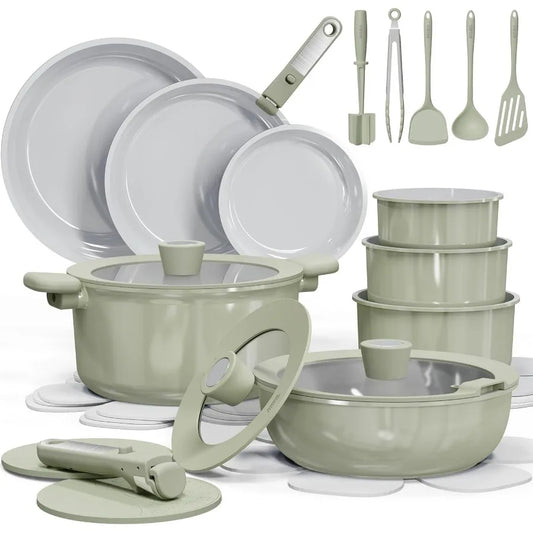 Ceramic Nonstick Cookware Set Pots And Pans With Utensils
