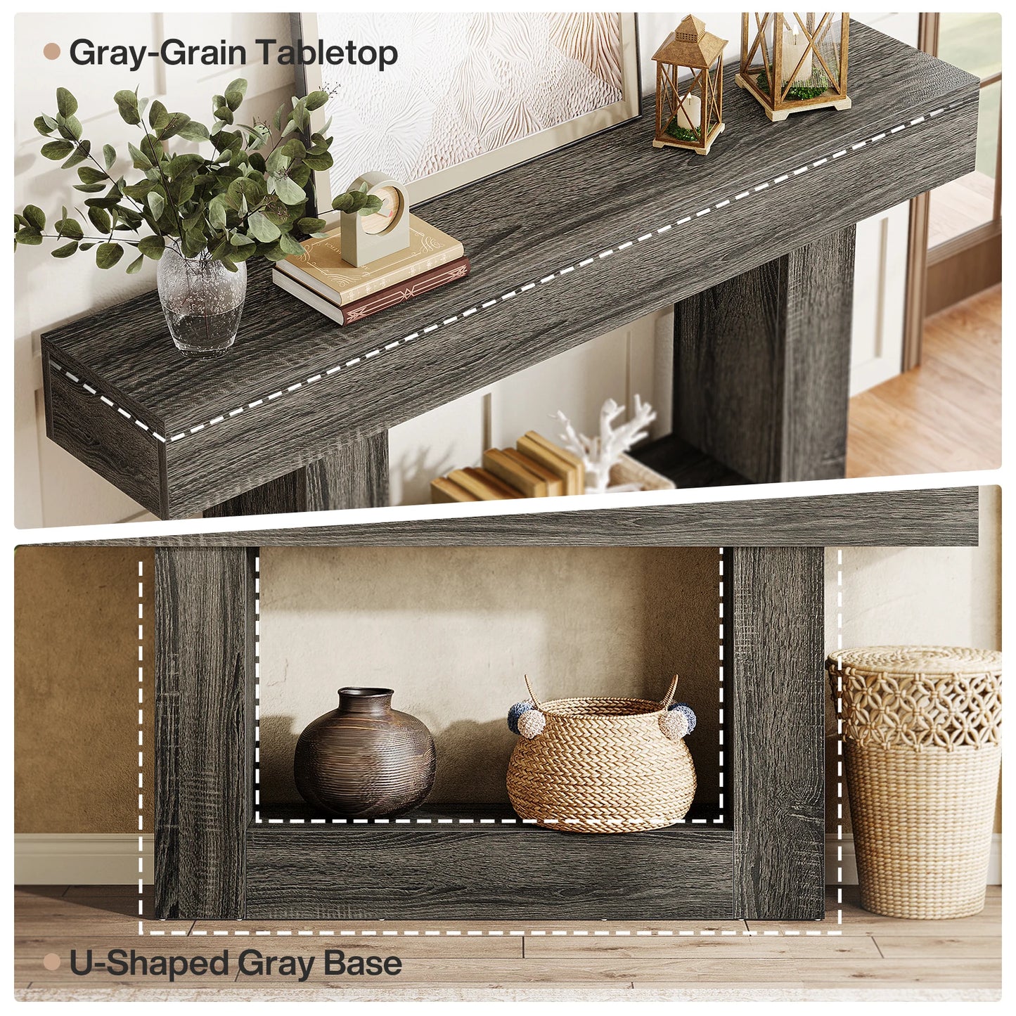 Tribesigns Farmhouse Console Table Two-Tier Entryway Table With U-Shaped Base
