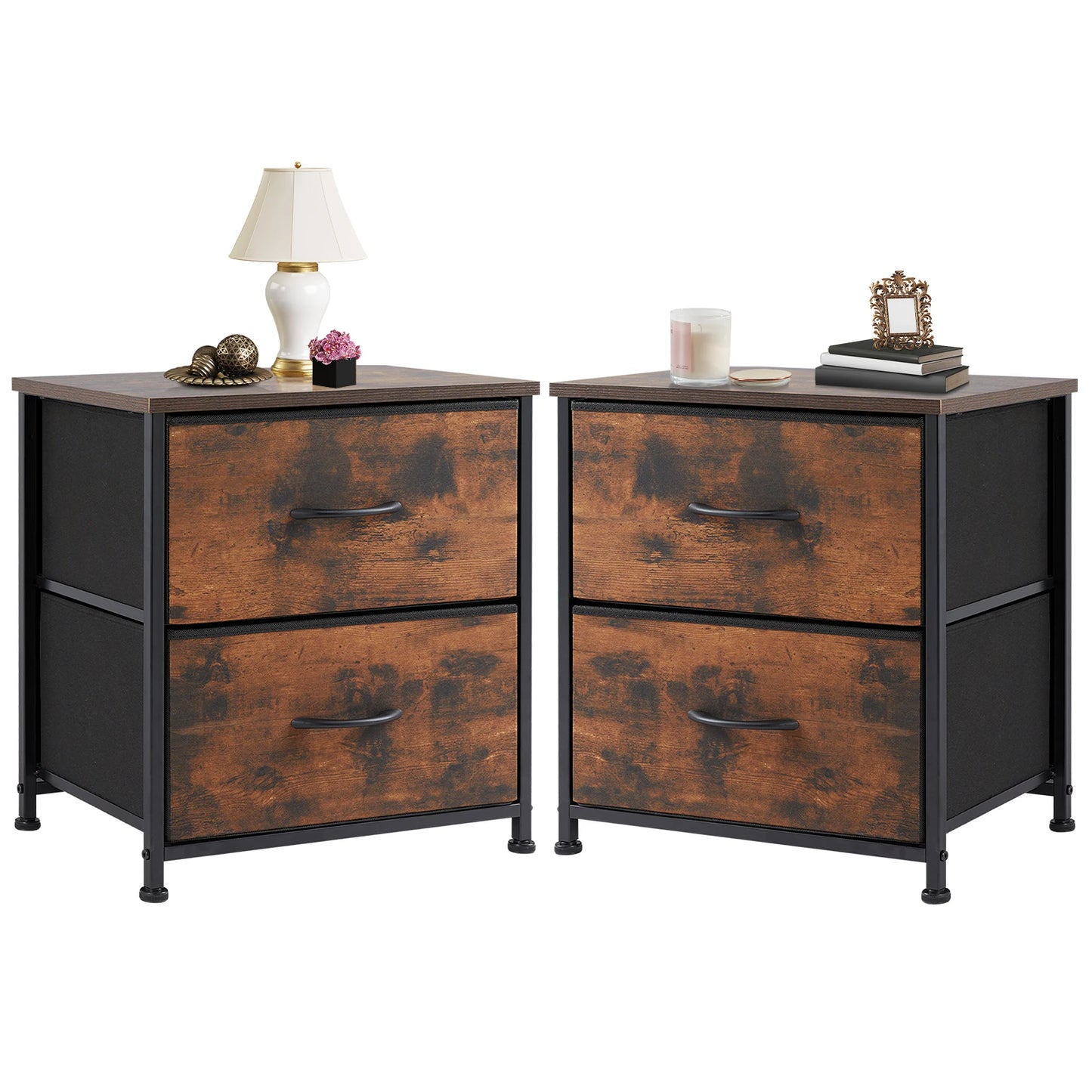 JHK Nightstand Bedside Table With Storage And Drawers