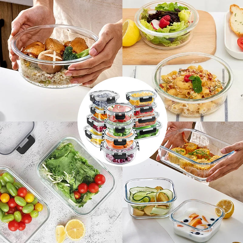 Glass Lunch Box Meal Prep Airtight Bento Microwave BPA Free