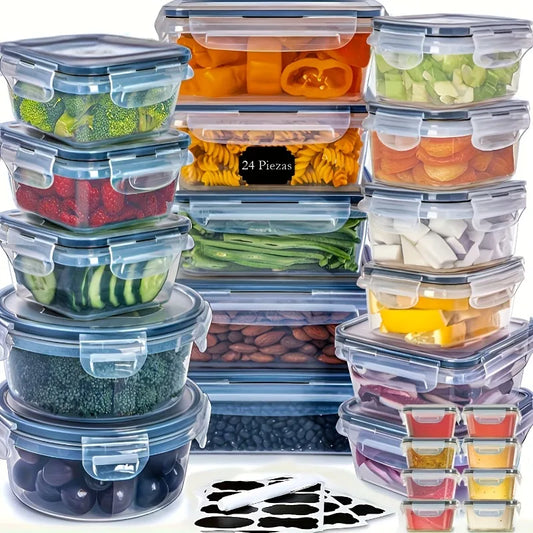 BPA Free Food Storage Containers Set With Lids And Labels