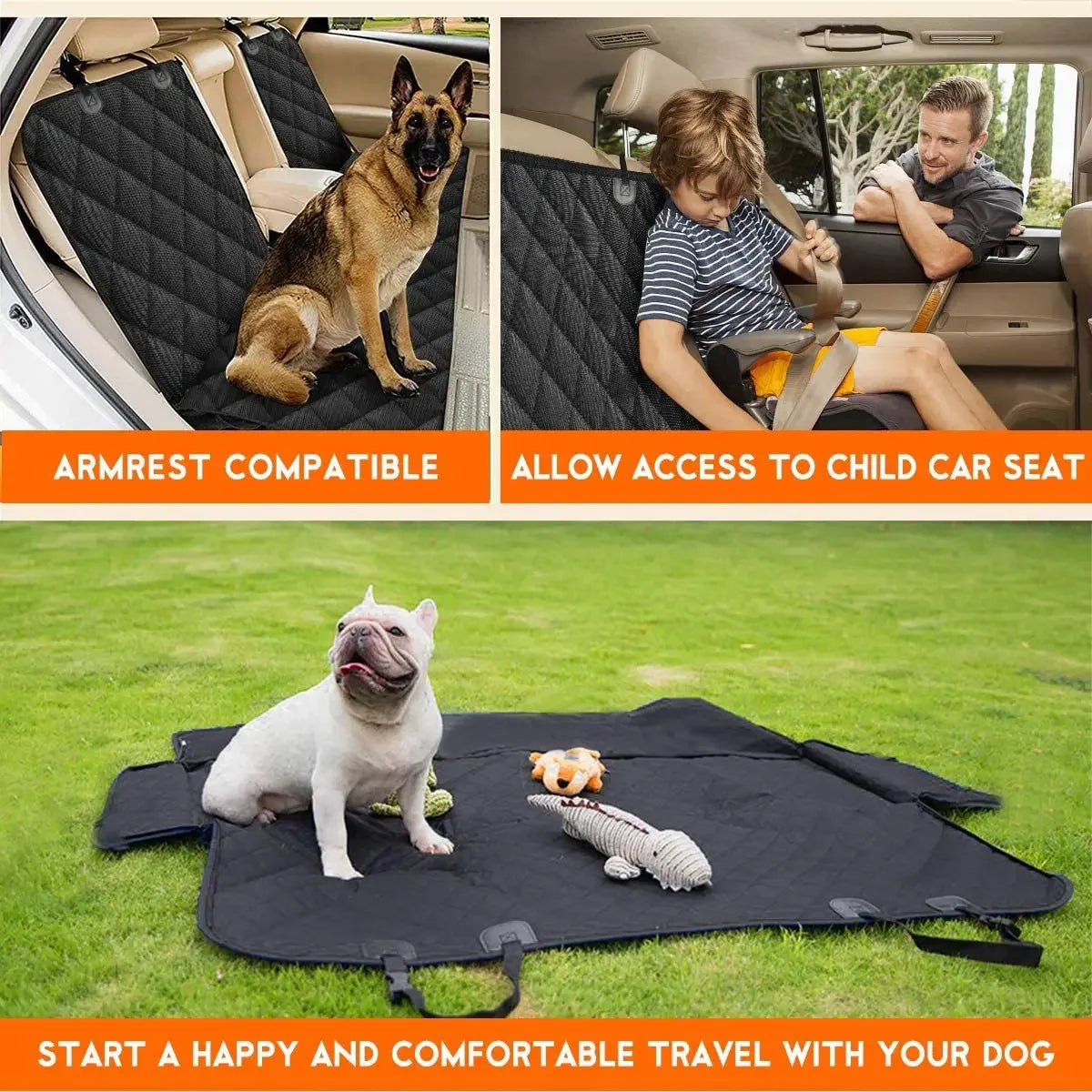Dog Car Rear Seat Cover Hammock With Waterproof Dirtproof Fabric